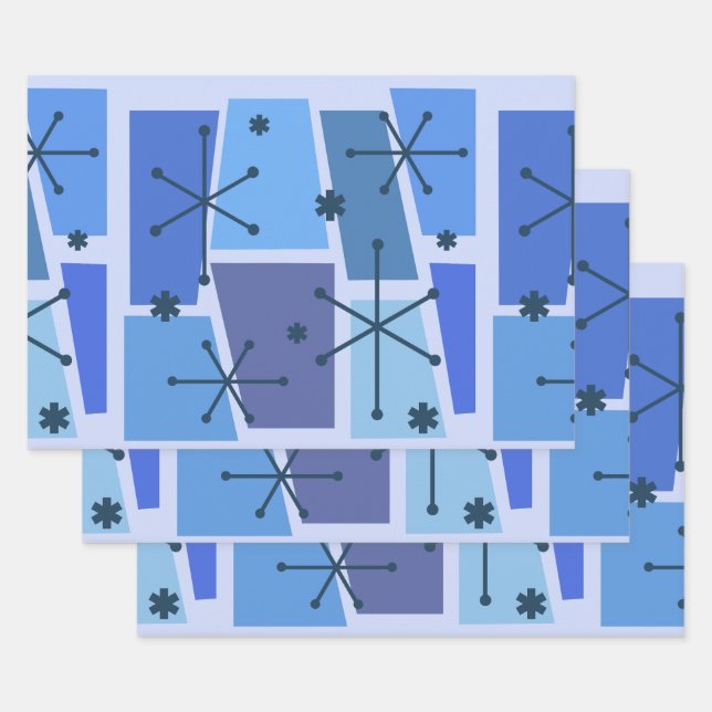 Feuille De Papier Cadeau Age atomique Pop Art bleu (Lot)