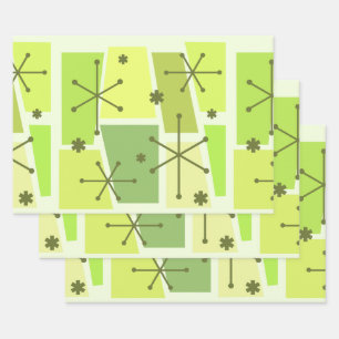 Feuille De Papier Cadeau Age atomique Pop Art Chartreuse