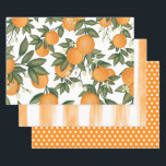 Feuille De Papier Cadeau Agrumes frais Orange Été Botanique Verdure<br><div class="desc">Feuilles de papier d'écorce d'agrumes botaniques oranges vertes</div>