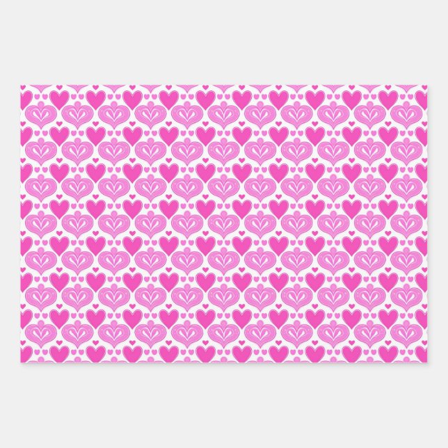 Feuille De Papier Cadeau AI Art Pink Hearts Livre blanc (Devant)