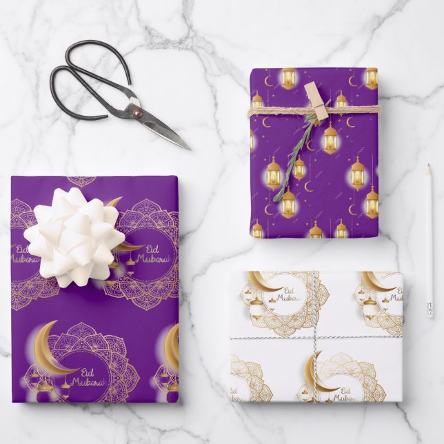 Feuille De Papier Cadeau Aïd moubarak fanoos (Recto)