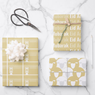 Feuille De Papier Cadeau Aïd or Adha Moubarak Kaaba Motif moutep