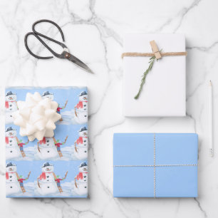 Feuille De Papier Cadeau Aide Du Père Noël Pour Construire Un Snowman Silen