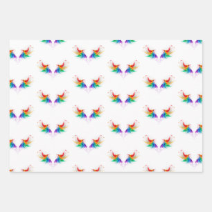 Feuille De Papier Cadeau Ailes fluffy arc-en-ciel