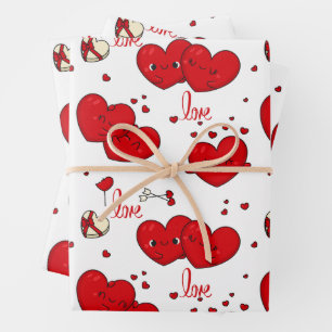 Feuille De Papier Cadeau Aimer Red Hearts mignon Saint Valentin