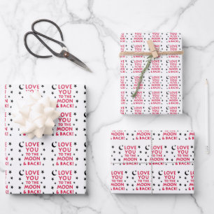 Feuille De Papier Cadeau Aimez-Vous À La Lune Et À L'Enveloppe Cadeau Dos (