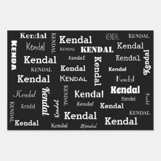 Feuille De Papier Cadeau Ajouter votre propre nom Black and White Custom