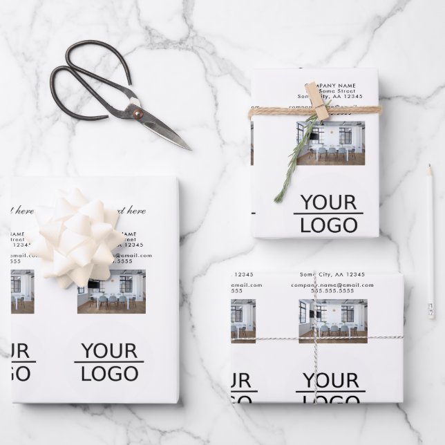 Feuille De Papier Cadeau Ajoutez votre logo avec la promotion photo texte p (Recto)