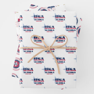 Feuille De Papier Cadeau Alaska, 50 États, Liberty Bell