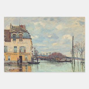 Feuille De Papier Cadeau Alfred Sisley - Inondation à Port-Marly 1872