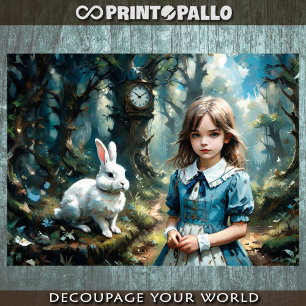 Feuille De Papier Cadeau Alice au pays des merveilles, le lapin blanc - Déc