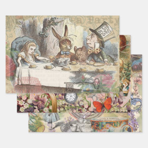 Feuille De Papier Cadeau Alice au pays des merveilles Mad Tea Party Art