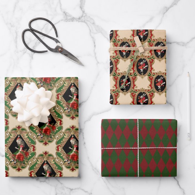 Feuille De Papier Cadeau Alice Au Pays Des Merveilles Noël (Recto)