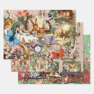 Feuille De Papier Cadeau Alice au pays des merveilles Thé dansant Art