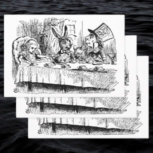 Feuille De Papier Cadeau Alice au pays des merveilles vintage, scène de thé