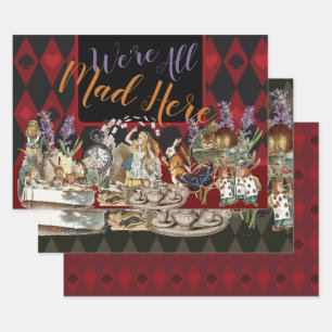 Feuille De Papier Cadeau Alice Aventures avec le Chat de Cheshire Fou du Pa