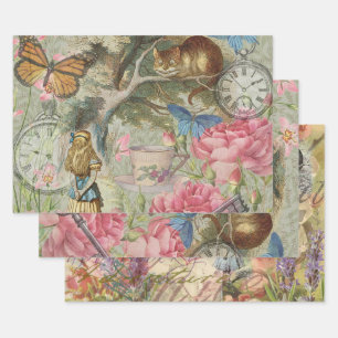 Feuille De Papier Cadeau Alice Cheshire Chat Wonderland Tree Garden
