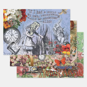 Feuille De Papier Cadeau Alice nonsense rideau merveilleux - Bleu