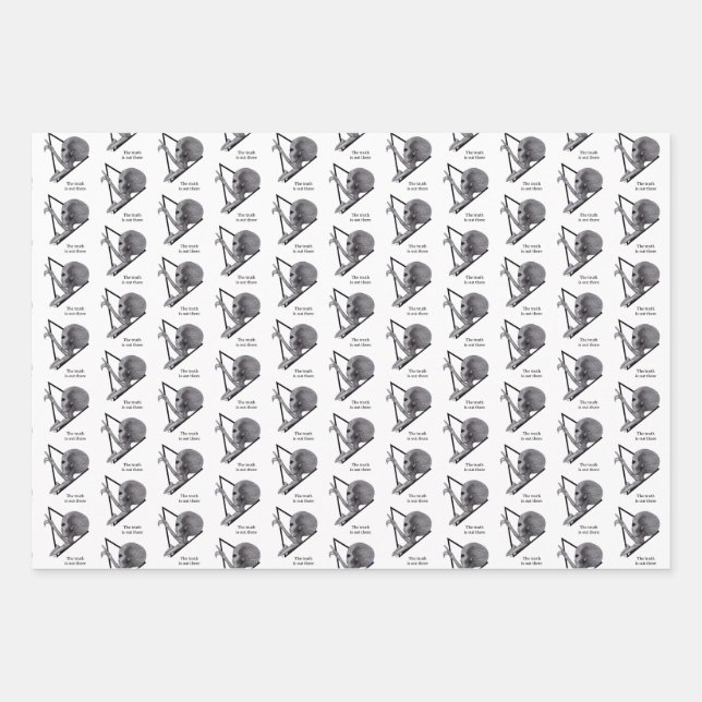Feuille De Papier Cadeau Alien gris, la vérité est là (Devant 3)