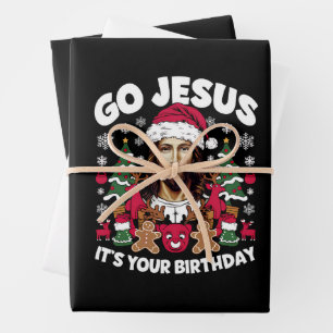 Feuille De Papier Cadeau Allez Jésus c'est ton anniversaire Sweater de Noël