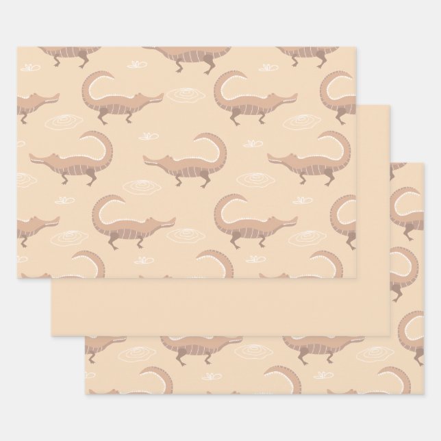 Feuille De Papier Cadeau Alligator rose mou (Lot)