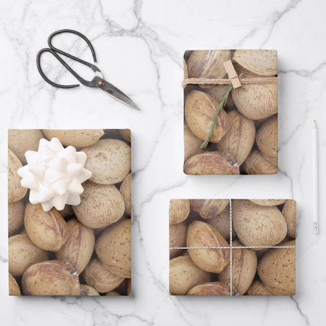 Feuille De Papier Cadeau Almonds Automne Motifs (Recto)