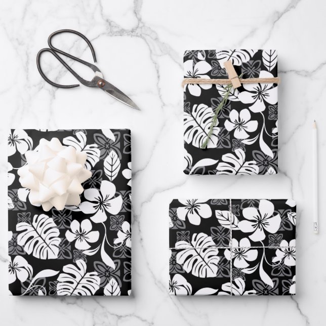 FEUILLE DE PAPIER CADEAU ALOHA VENDREDI (NOIR) (Recto)