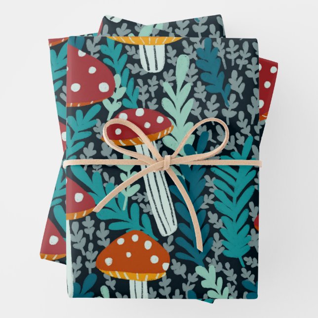 Feuille De Papier Cadeau Amanita Magic Champagne Motif Cadeau (En situation)