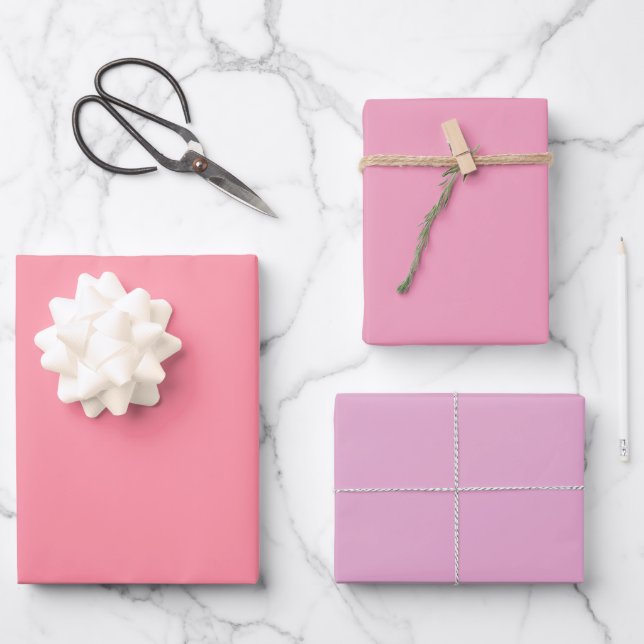 Feuille De Papier Cadeau Amarante Saumon Clair Perle Rose Nuances 3 Tons (Recto)