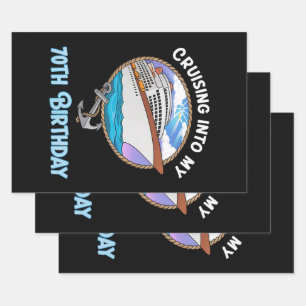 Feuille De Papier Cadeau Amateur de croisière naviguant vers mes 70 ans