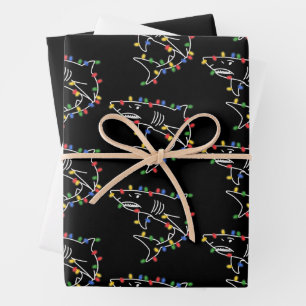 Feuille De Papier Cadeau Amateur de requins Arbre Noël Xmas Animal familier