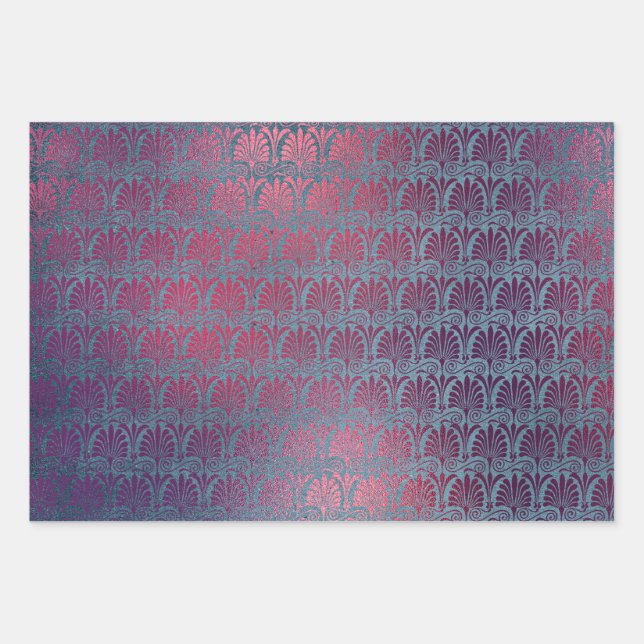 Feuille De Papier Cadeau Amateurs d'art déco rose violet (Devant)