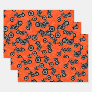 Feuille De Papier Cadeau Amateurs de moto Moker Men Black White Motif