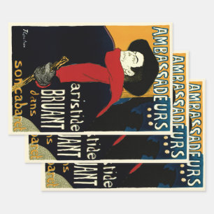 Feuille De Papier Cadeau Ambassadeurs Art Nouveau vintage, Toulouse Lautrec