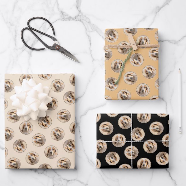 Feuille De Papier Cadeau American Anglais Conhound Redtick Peinture Chien (Recto)