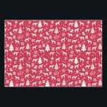 Feuille De Papier Cadeau American English Coonhound Christmas<br><div class="desc">Enveloppez vos cadeaux dans un style festif avec ce papier d'emballage rouge de Noël avec des icônes blanches américaines anglaises et des symboles de fête. Parfait pour ajouter une touche de charme à tout cadeau !</div>