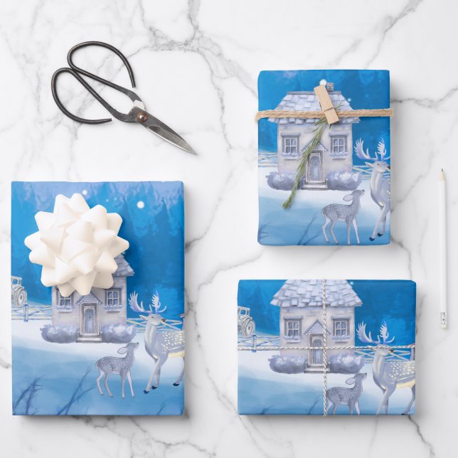 Feuille De Papier Cadeau American Farm Wrapping Paper Flat Sheet Set of 3 (Recto)