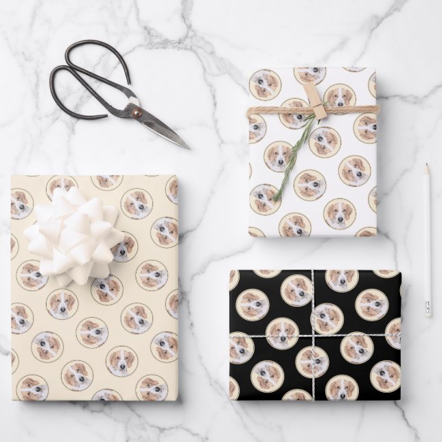 Feuille De Papier Cadeau American Foxhound Red Walker mignonne Peinture Chi (Recto)