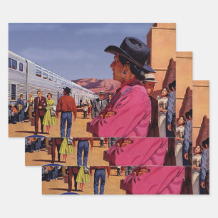 Feuille De Papier Cadeau Amérindien vintage dans une gare