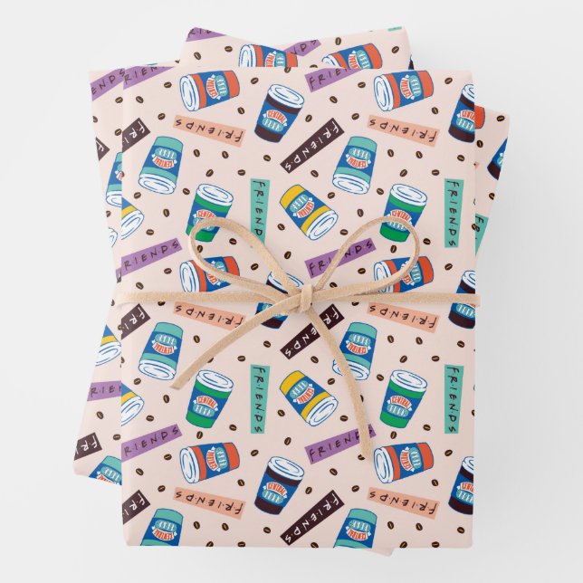 Feuille De Papier Cadeau AMIS™ | Central Perk Vibrant Motif café (En situation)