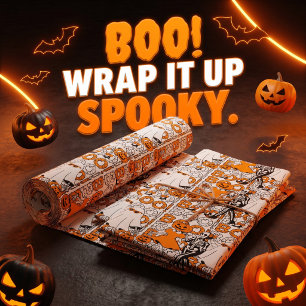 Feuille De Papier Cadeau Amis de l'équipe Cute Boo pour Halloween