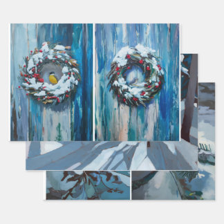 Feuille De Papier Cadeau Amis d'hiver et neige, nature neige