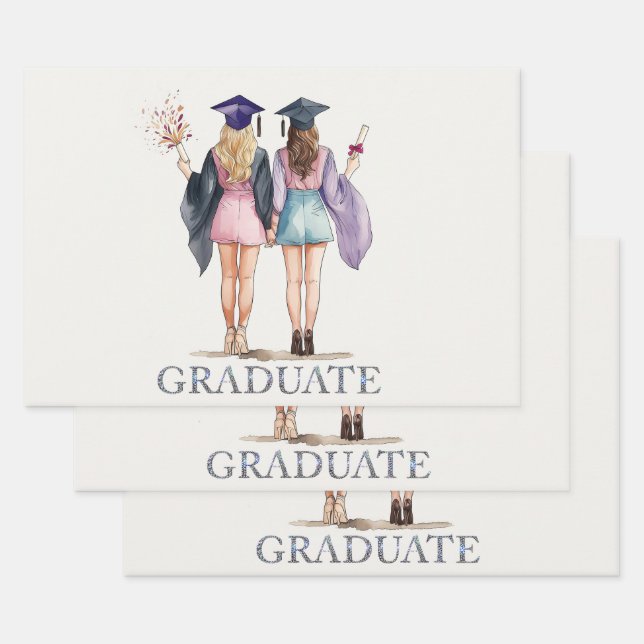 Feuille De Papier Cadeau Amis diplômés (Lot)