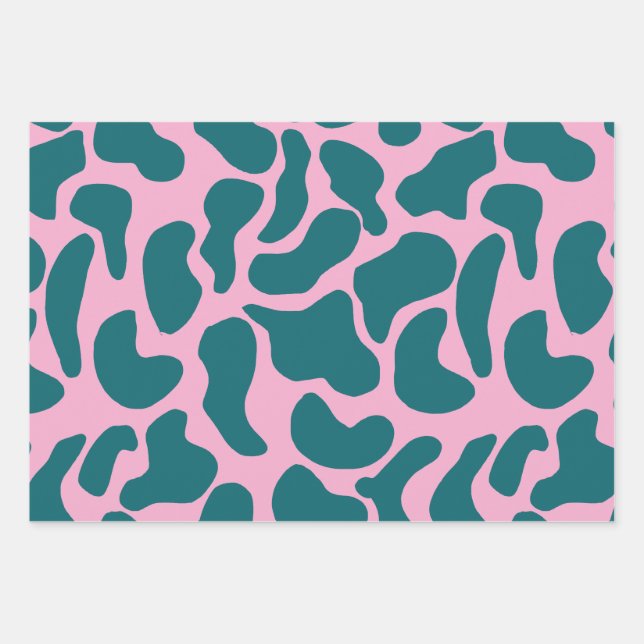 Feuille De Papier Cadeau Amoeba Formes biologiques modernes Cercle bleu Tur (Devant)