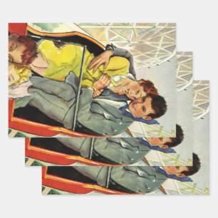 Feuille De Papier Cadeau Amour et romance vintage, tour de montagnes russes