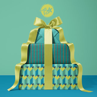 Feuille De Papier Cadeau Amour géométrique en Citron, Turquoise, Marine