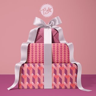 Feuille De Papier Cadeau Amour géométrique en Magenta, Corail, Rose