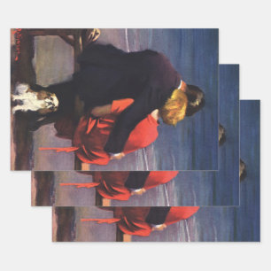 Feuille De Papier Cadeau Amour romantique vintage, Romance sur la plage