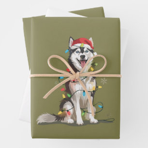 Feuille De Papier Cadeau Amoureux de Husky Noël Sibérien Xmas Maman Chien