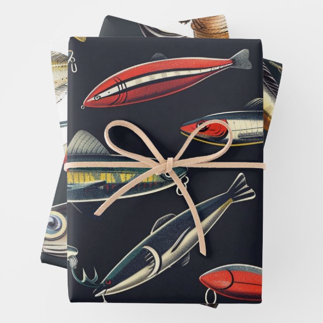 Feuille De Papier Cadeau Amoureux de la pêche (En situation)